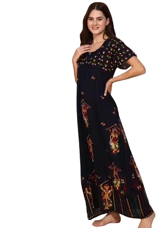Women's Cotton Maternity Nightdress, Maxi Length Nighty, Printed-image-12