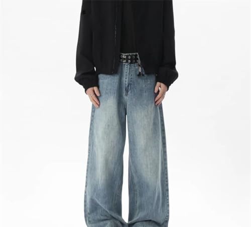 Men Wide Leg Denim Pants Summer Loose Fit Streetwear Trousers High Waisted Casual Washed Jeans2