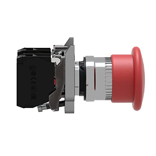 Encontraproduto.com.br - Botão Ø22mm metálico, emergência, puxar para destravar,  cogumelo Ø40mm, vermelho, NA+NF