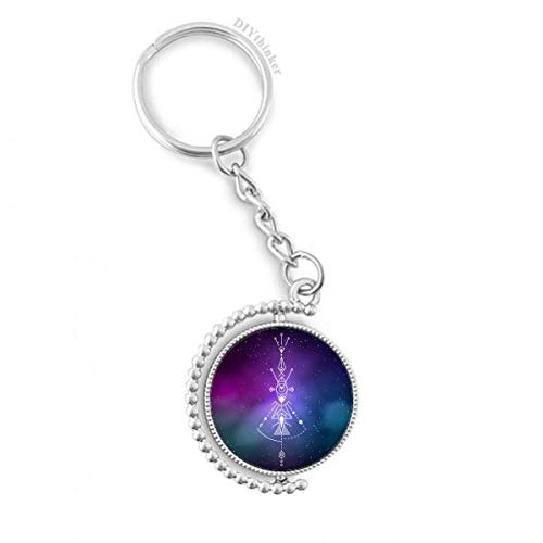 Clé anneau porte-keyholder alien rotatif univers symbole totem coloré