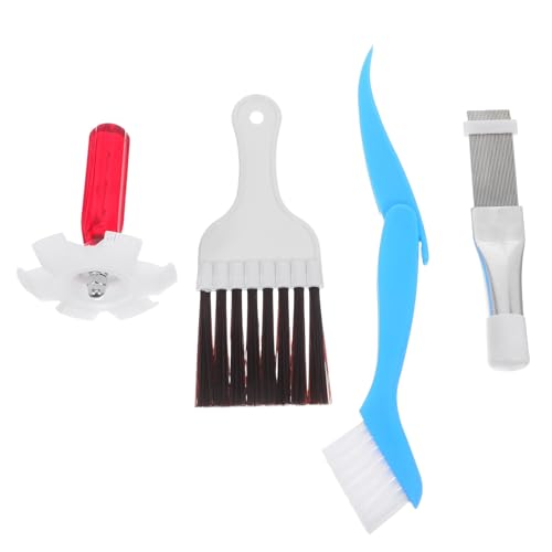 Garneck 4pcs Air Conditioner Fin Comb and Condenser Cleaning Brush Set, Stainless Steel Coil Straightening Tool with Multi-Brush Kit for HVAC Maintenance and Air Duct Cleaning