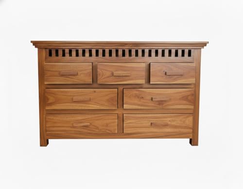 Image of GateWay Furniture Sheesham Wooden Chest of Drawers with 7 Drawers | Wood Dresser Storage Cabinet for Bedroom | Chest of Drawers Organizer for Living Room | Wooden Drawer Cabinet (Reck, Honey Finish)