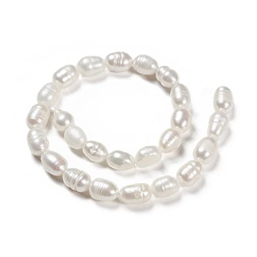 Fashewelry 120 pcs Natural Cultured Freshwater Pearl Rice Beads Seashell Color Loose Pearl Beads 7.5-9.5 mm for DIY Jewellery Making - Image 2