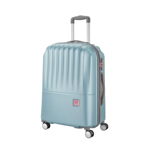 Image of Genie Polycarbonate Palm 66cm Trolley Bag,Hard Side 8 Wheel Double Spinner Check-in Luggage- Pearl Blue, Travel Bag for Women, Medium