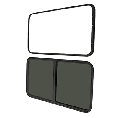 RV Window, 24" W X 20" H RV Horizontal Sliding Window Replacement with Trim Ring for Teardrop Style Trailer Caravan Camper Door Window Replacement, Front-Facing or Reverse-Facing Installation