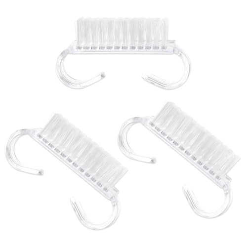 YUVKIN 3 piezas cepillos de mano y uñas de doble cara, cepillos de plástico para lavado de manos y uñas, cepillo uñas manos, nail brush, limpia uñas, para limpieza de manos y lavabos (Transparente)