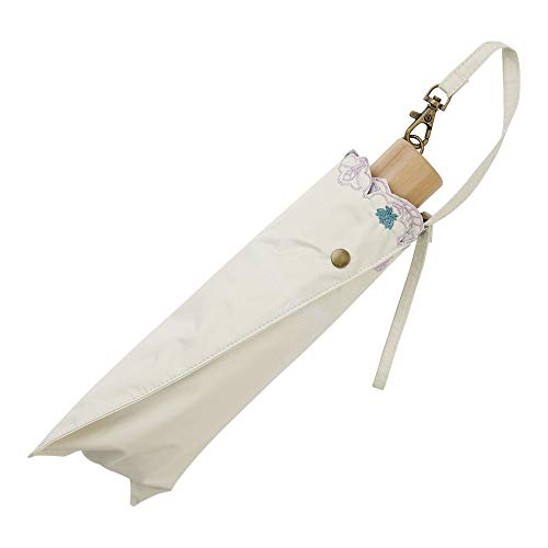 小川(Ogawa)  クイックオープン 折りたたみ晴雨兼用刺繍日傘 手開き 50cm 6本骨 ディズニー アラジン ホワイト 晴雨兼用 UV加工 遮熱遮光加工 はっ水 90267