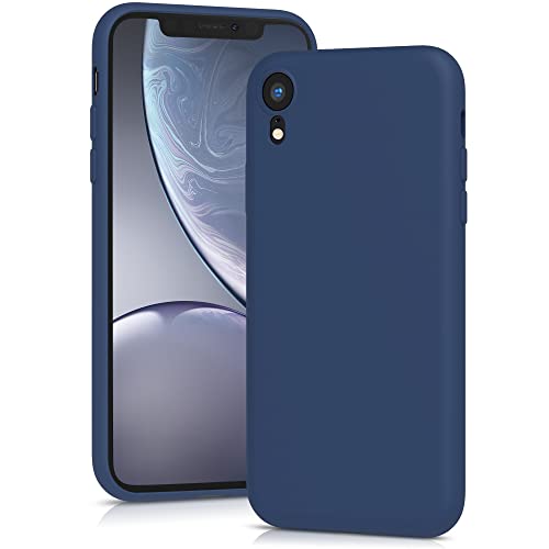 Image of YATWIN Silicone Case for iPhone XR, Soft-Touch, Shockproof, DustProof, Antiskid Full Body Armour Phone Cover for Apple iPhone XR - Dark Blue
