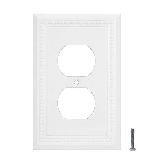 Image of Henne Bery Sunken Pearls Heavy Duty Decorative Wall Plate Switch Plate Outlet Cover (Single Duplex, 2 Pack, White)