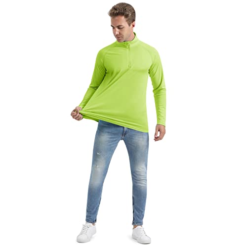 Crysully Male Hiking Running T-Shirt Sun Protection Jersey Quick Dry Long Sleeve Shirts Fluorescent Green #TOP6