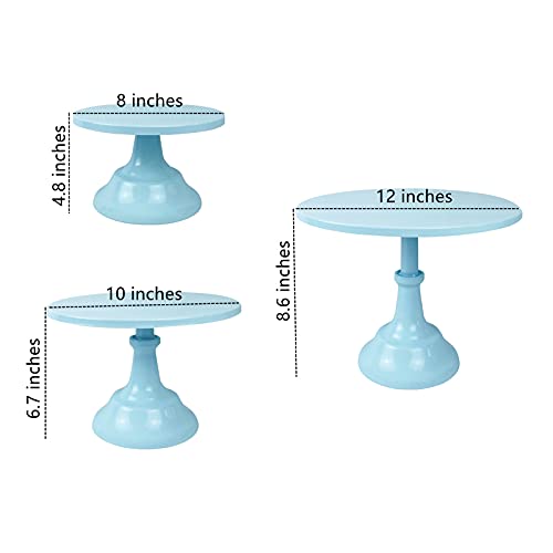 Kerynice 3 Pcs Cake Stand Set Blue Metal Cupcake Holder Dessert Display Plate Decor Serving Platter For Baby Shower Wedding Birthday Parties Celebration #TOP1
