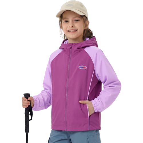 Image of WELAKEN Lightweight Jacket for Girls Kid Teen Waterproof Windbreaker Hooded Rain Coats with Pockets