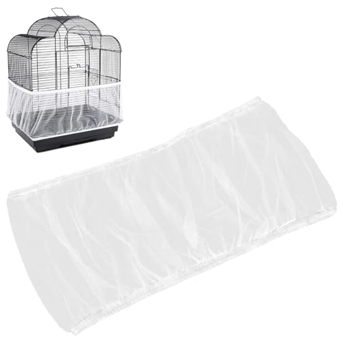CRLLDPM 1 Pièce Couvertures de Cage à Oiseaux, Filet Cage Oiseaux Universelle, Nylon en Filet de Protection pour Cage Oiseaux, Housse de Cage à Oiseaux, Circonférence Réglable 135-180cm (Blanc)