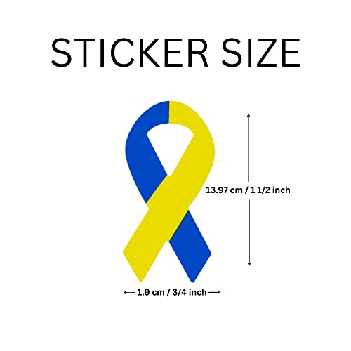 Small Blue & Yellow Ribbon Awareness Stickers For Support Ukraine, Down Syndrome Awareness - Perfect For Events, And Fundraising (1 Roll -250 Stickers) #TOP4