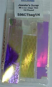 1/4 LB Dichroic Scrap Thin Clear 96 Glass COE96 Fusible