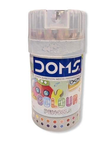 Doms Colour Pencils Set with Tin Round Storage Case, Half Size 24 Color, Art and School Supplies, pack of 1