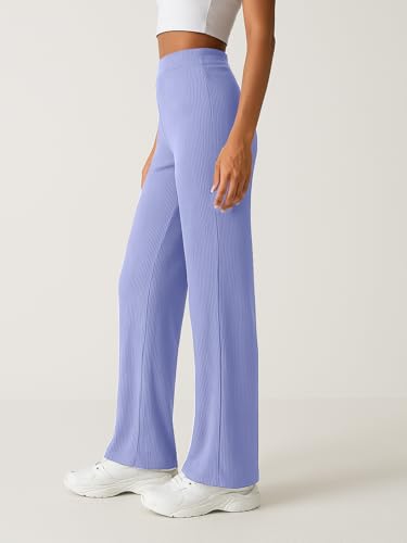 Image of Pinkmint Women's Palazzo Pants High Waist | Wide Leg Stretchable Trousers | Elastic Waist Flared Pants | Casual, Office, Travel, Lounge Stylish Comfortable Bottom Wear
