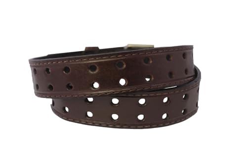 El Presidente Mens #415 Brown Western Cowboy Belt Leather Double Prong Cinto Hombre2