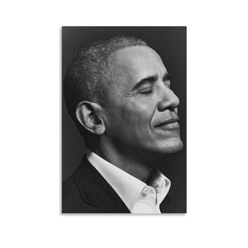REDCHAMBER Póster de celebridades en blanco y negro de políticos estadounidenses del siglo XXI Barack Obama, póster artístico de pared con pergamino, lienzo, cuadro de pintura para sala de estar,