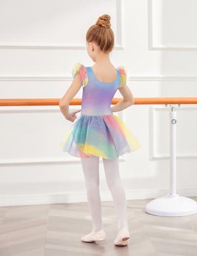 Image of Arshiner Girls Ruffle Sleeve Ballet Dance Dress Tutu Skirted Leotard