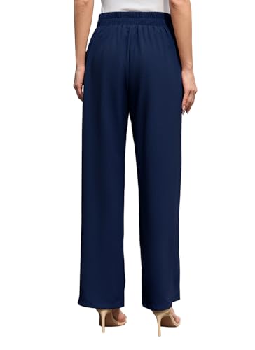 XNC Women's Wide Leg Pants High Waisted Adjustable Tie Knot Loose Trousers Business Work Casual Pants with Pockets4
