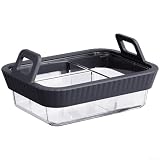 Tufgo Luftfritteusenpfanne aus Borosilikatglas, quadratisch, mit Silikongriff zum Braten von Desserts, tiefes Geschirr-Set, Ofenformen (3 schwarz)