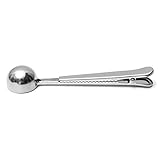 chenran Zubehör 2 In 1 Edelstahl Kaffee Messlöffel Mit Beutel Clip Abdichtung Tee Messlöffel Scoop Durable Kitchen Tools Geschenk (Color : Sliver)