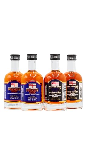 Pusser's - Blue Label & Gunpowder Proof - Rum 5cl x 4 54.5% ABV Miniatures (4 x 5cl)