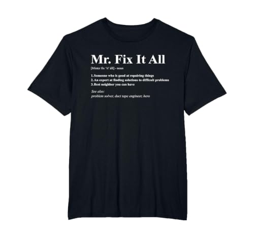 Mr Fix It All T-Shirt, Men's Big and Tall, Black, 3X Tall