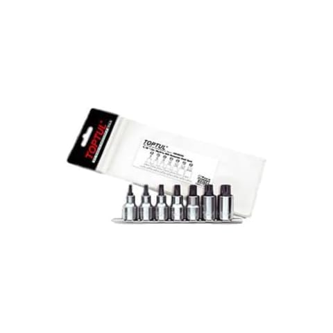 TopTul 1/2 Drive 7pc Set M5-M16 of Spline Bit Sockets (satin finish) Cover