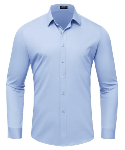 Mauro Kane Camisa Hombre sin Planchar Manga Larga Formal Camisas de Vestir de Negocios con Botones Casual Fibra de Bambú