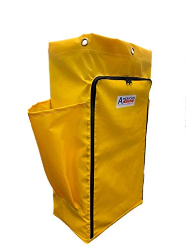 American Supply Replacement Janitorial Cart Bag W/Front Opening Zipper & Side Pockets #TOP1