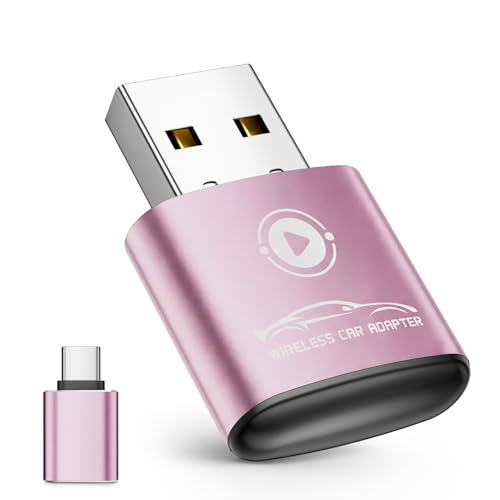 Image of vnilrgle CarPlay Wireless Adapter for Apple iPhone(2026 Upgraded) Bluetooth Dongle Convert Wired to Wireless Adapter for CarPlay, Plug and Play, Auto Connect Fast and Stable(Pink)