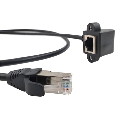 Cable de extensión Ethernet RJ45 de 90 grados con soporte de tornillo para panel 6