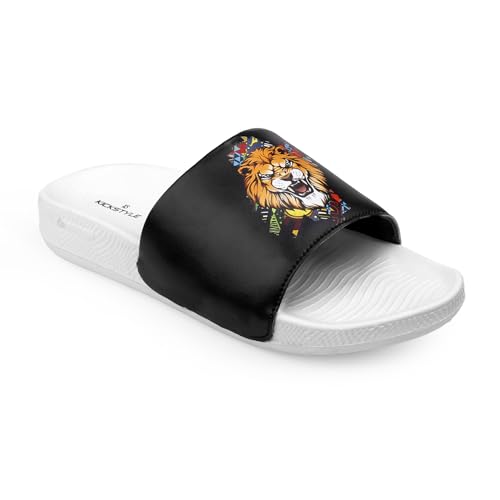 Image of Men's Slider with Lion Design | Comfort Footbed | Extra Soft Doctor Recommended Chappals | Stylish Designer Textured Sole | Lightweight Comfortable Slip-On Slippers KS 2006