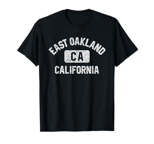 East Oakland CA Gym Style White Print T-Shirt