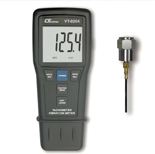 i-POOK 2 in 1 VIBRATION & TACHOMETER VT-8204 Portable Vibration Meter Tester with Photo tachometer Contact tachometer range 0.5 to 100,000 RPM with Data Logging Vibration Analyzer Testing Equipment