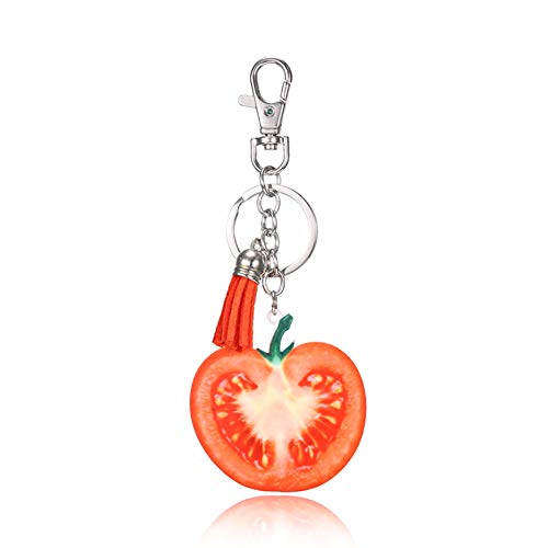 Preisvergleich Produktbild Scrox 1x Kreative Frucht hängende Schlüsselbund Quaste Keychain Schlüsselring Taschenanhänger Mode Bunte Tasche Deko Anhänger Schlüsselanhänger, Legierung, Tomate