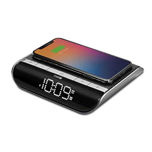 iHome Wireless Charger with Alarm Clock and USB Charger, Digital Clock with iPhone Charger and Samsung Charger for Apple and Samsung Devices