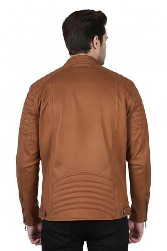 Image of Suede Faux Leather Jacket For Men's Black,Brown