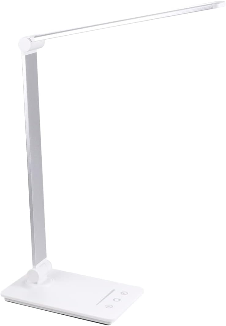 Tofficu 1Pc Rechargeable LED Desk Lamp with Touch Control Lighting Modes Eye Protection Portable Reading Light for Home Office School and Bedroom Silver Color Present Option