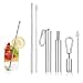 2 Pack Collapsible Reusable Straw, Telescopic Stainless Steel Metal Straw with Carry Case & Cleaning Brush, Keychain Portable Drinking Straw Set for Travel