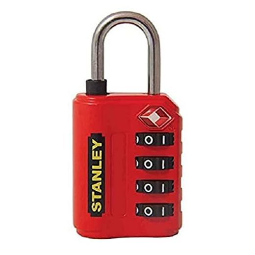 Stanley S742-058 Candado de combinación de 4 dígitos con indicador de seguridad, Rojo, 30 mm