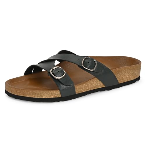 Image of Centrino Women's Berkin-Style Slip-On Sandals | Open Toe Design | Soft PU Footbed | Lightweight & Comfortable | Arch Support | On-Grip Sole | Casual Outdoor Wear (9224)