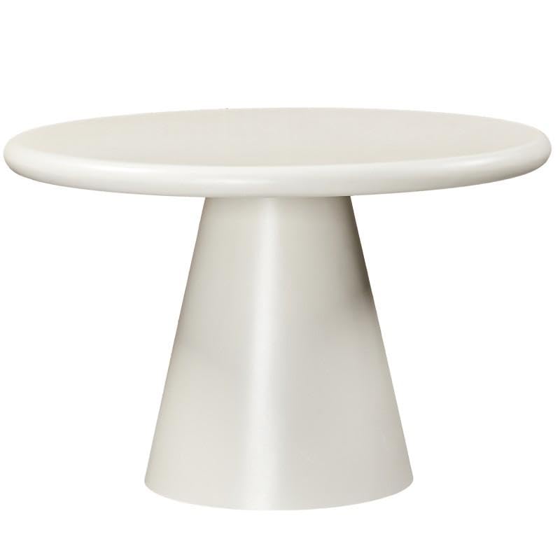 DRW Mesa de Comedor Redonda de Madera y Acabado en Cemento en Blanco 76x120x120 cm