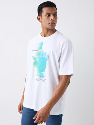Image of Spykar Men's Oversized Round Neck Half Sleeve Solid Casual T-Shirt