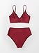 CUPSHE Women's Bikini Sets Two Piece Swimsuit High Waisted V Neck Twist Front Adjustable Spaghetti Straps Bathing Suit,M Wine Red