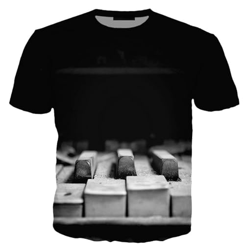 LIULINLIN Instrumento Musical Piano Key Camiseta con Estampado 3D Camiseta de Manga Corta de Verano para Hombres y Mujeres Hip Hop Harajuku Street Top