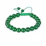 AD Beads Natural 8mm Gemstone Bracelets Healing Power Crystal Macrame Adjustable 7-9 Inch (Green Jade)