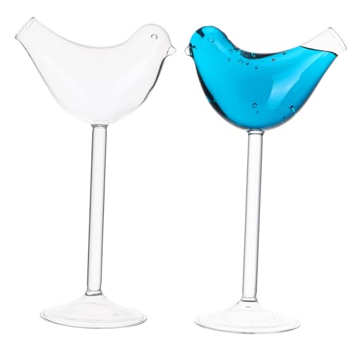 LALADEFIEE 2 pièces Verres à Cocktail Oiseau Lot de Décoratifs Transparents pour Bar Maison Fête et Restaurant